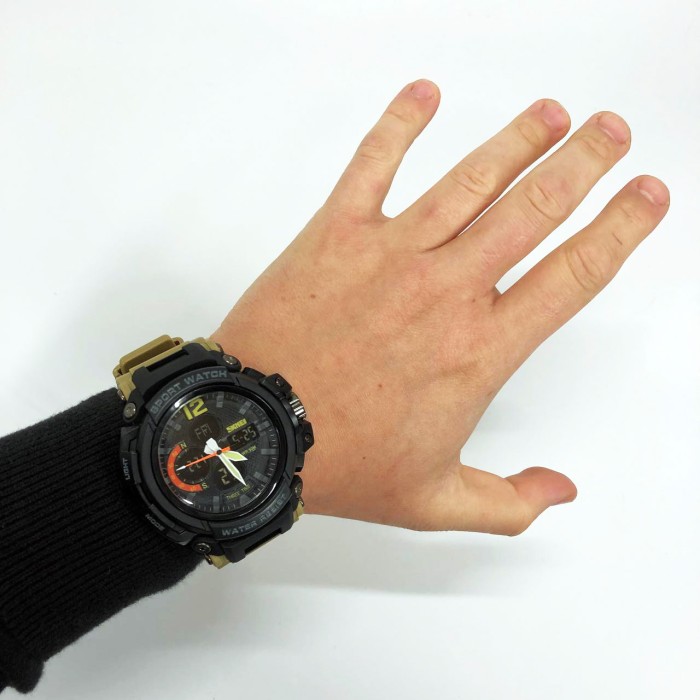 Годинник армійський для ЗСУ SKMEI 1343KH KHAKI, Стильний тактичний годинник для чоловіка EJ-61