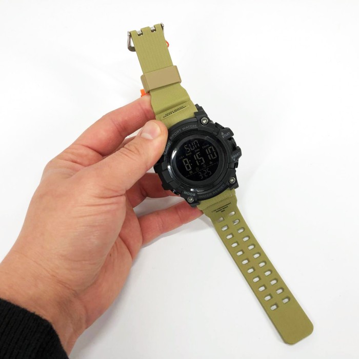 Годинник наручний чоловічий SKMEI 1384KH KHAKI, годинник наручний електронний тактичний. Колір: хакі