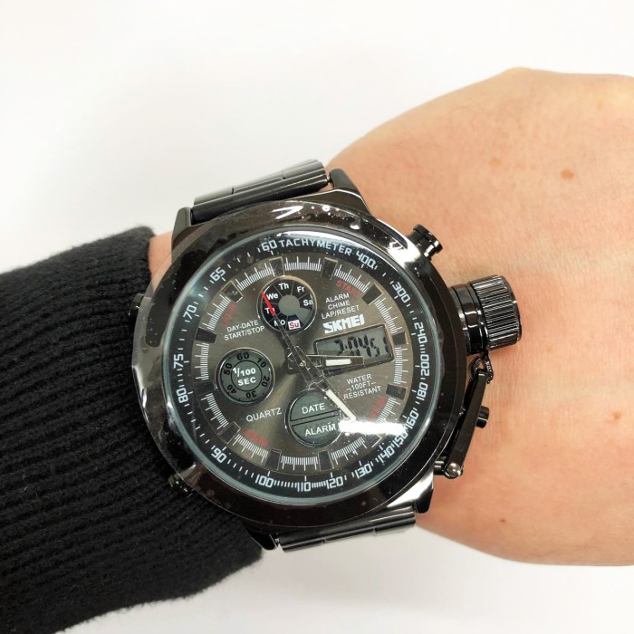 Наручний чоловічий класичний бізнес-годинник SKMEI 1515BK BLACK, Крутий чоловічий годинник LV-17