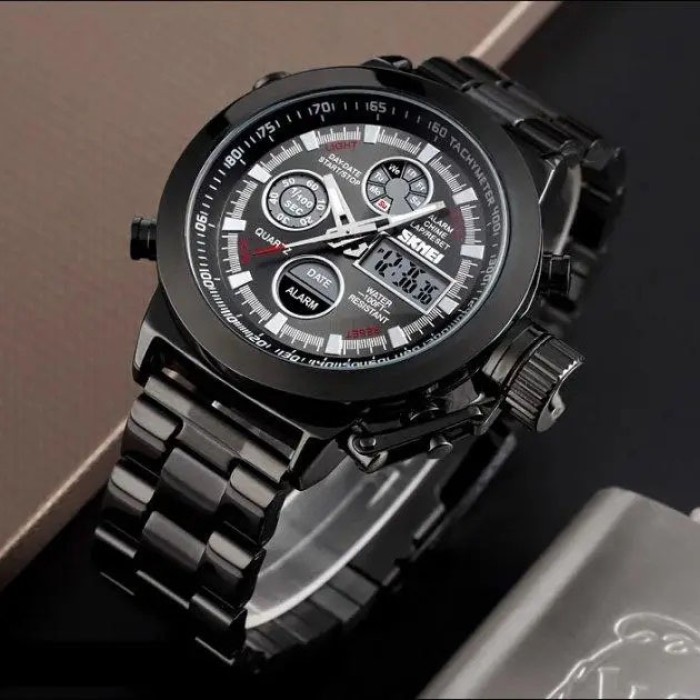 Наручний чоловічий класичний бізнес-годинник SKMEI 1515BK BLACK, Крутий чоловічий годинник LV-17