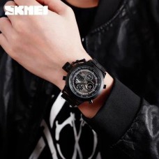 Наручний чоловічий класичний бізнес-годинник SKMEI 1515BK BLACK, Крутий чоловічий годинник LV-17