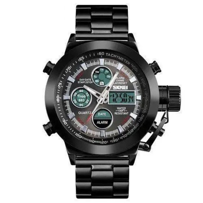 Наручний чоловічий класичний бізнес-годинник SKMEI 1515BK BLACK, Крутий чоловічий годинник LV-17
