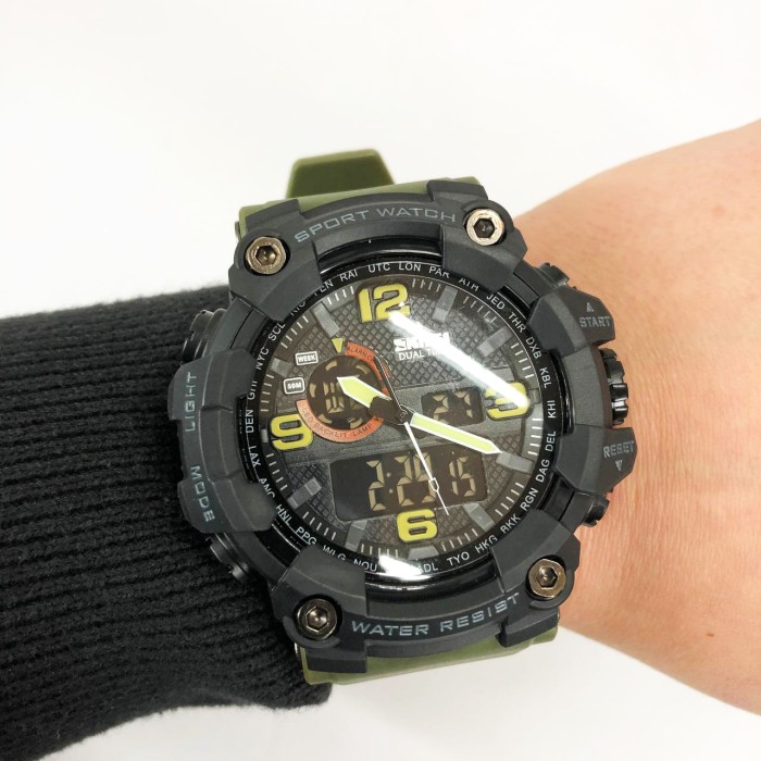 Спортивний міцний годинник SKMEI 1520AG ARMY GREEN, Військовий годинник для військовослужбовця RE-33