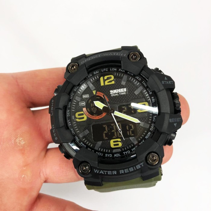 Спортивний міцний годинник SKMEI 1520AG ARMY GREEN, Військовий годинник для військовослужбовця RE-33