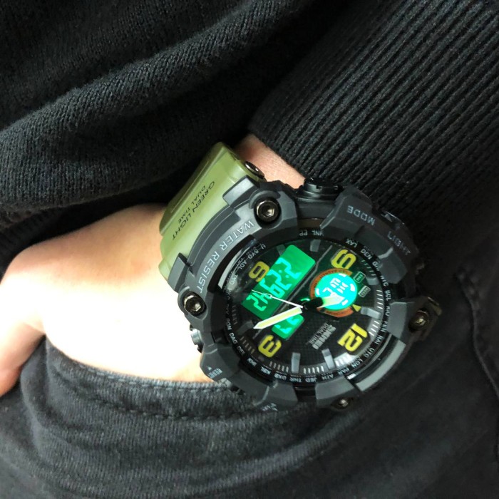 Спортивний міцний годинник SKMEI 1520AG ARMY GREEN, Військовий годинник для військовослужбовця RE-33