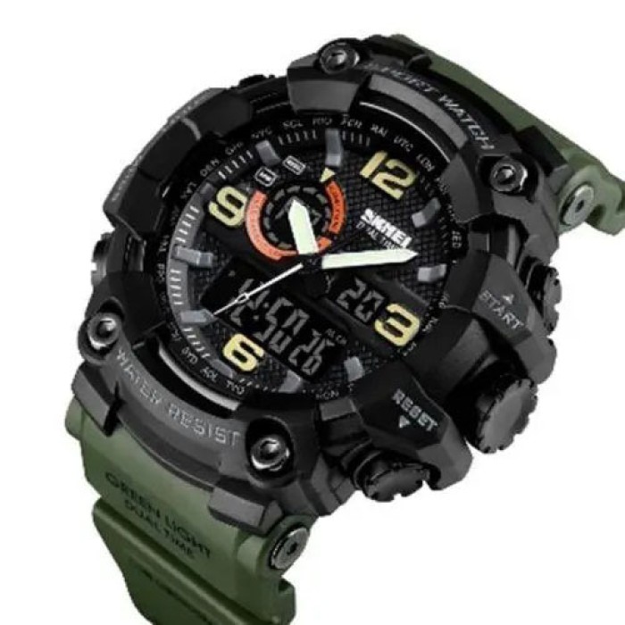 Спортивний міцний годинник SKMEI 1520AG ARMY GREEN, Військовий годинник для військовослужбовця RE-33