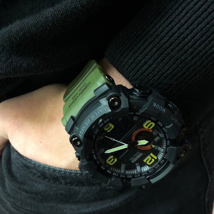 Спортивний міцний годинник SKMEI 1520AG ARMY GREEN, Військовий годинник для військовослужбовця RE-33