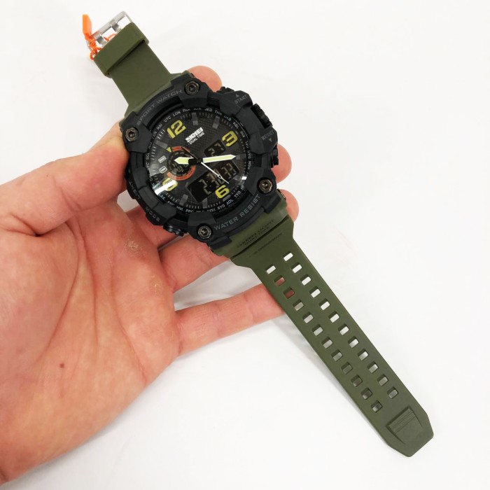 Спортивний міцний годинник SKMEI 1520AG ARMY GREEN, Військовий годинник для військовослужбовця RE-33