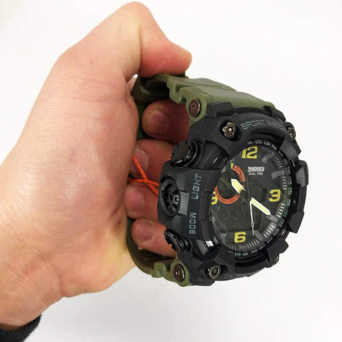 Спортивний міцний годинник SKMEI 1520AG ARMY GREEN, Військовий годинник для військовослужбовця RE-33