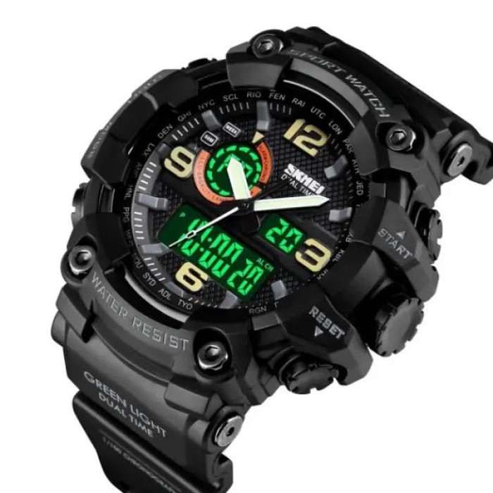 Годинник наручний чоловічий SKMEI 1520BK BLACK, армійський годинник протиударний. Колір: чорний