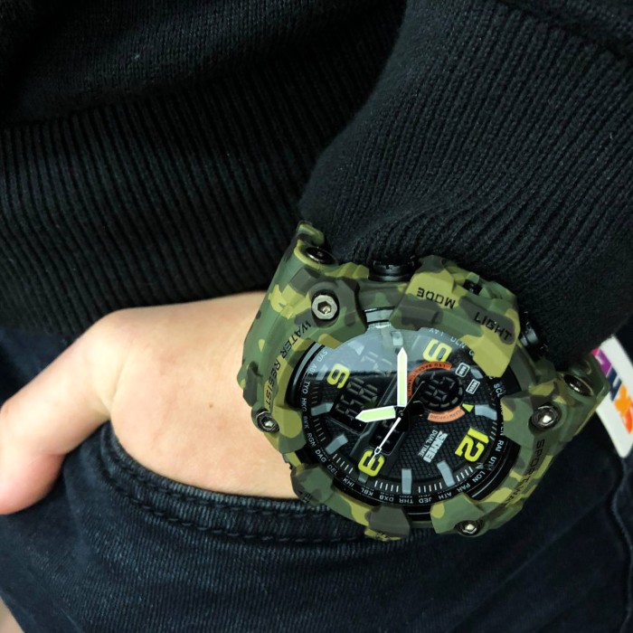 Військовий годинник з батарейкою SKMEI 1520CMGN, Чоловічий годинник з пластиковим ремінцем JM-83
