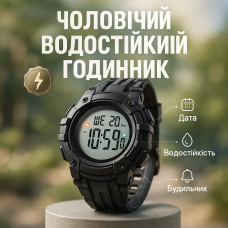 Годинник наручний чоловічий SKMEI 1545BKWT BLACK-WHITE, водонепроникний чоловічий годинник. Колір: чорний