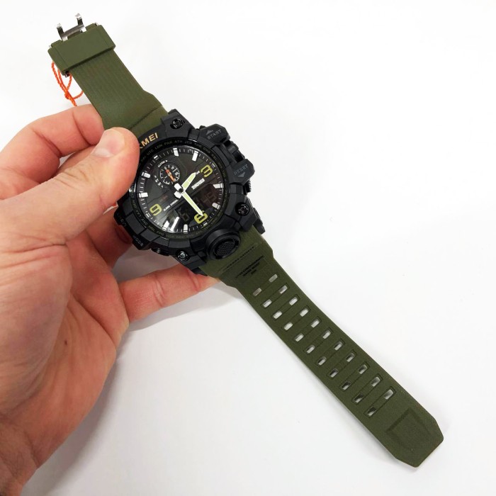 Годинник наручний чоловічий SKMEI 1586AG ARMY GREEN, чоловічий армійський водостійкий тактичний. Колір: зелений