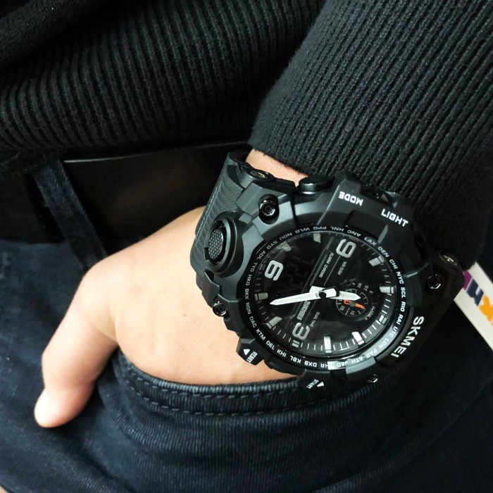 Надійні чоловічі наручні годинники SKMEI 1586BK BLACK, Армійські наручні годинники для чоловіків ZY-88