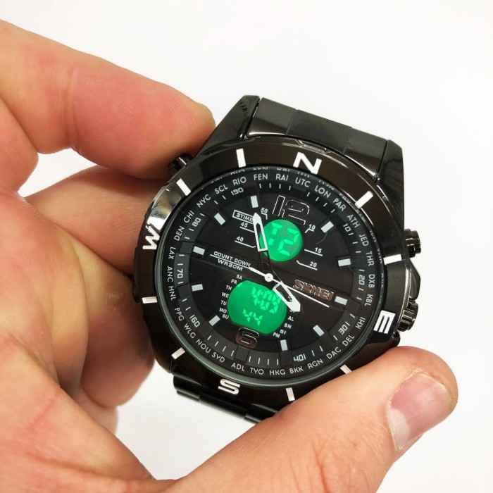 Сталеві чоловічі кварцові годинники SKMEI 1670BKWT, Брендові чоловічі годинники на браслеті VE-17