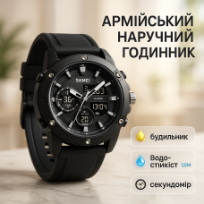 Годинник наручний чоловічий SKMEI 1757BKBK BLACK-BLACK, годинник наручний електронний тактичний. Колір: чорний