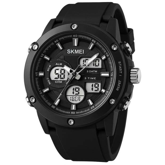 Годинник наручний чоловічий SKMEI 1757BKWT BLACK-WHITE, армійський годинник протиударний. Колір: чорний