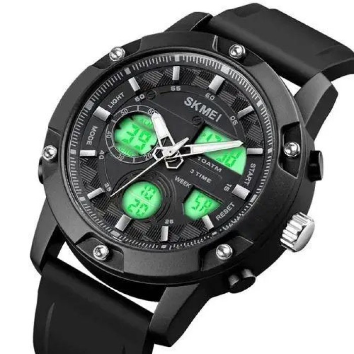 Годинник наручний чоловічий SKMEI 1757BKWT BLACK-WHITE, армійський годинник протиударний. Колір: чорний