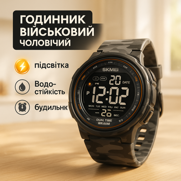 Військовий годинник для військовослужбовця SKMEI 1841CMGY, Багатофункціональний військовий годинник MV-50