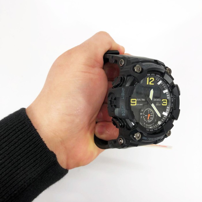 Хороший наручний годинник чоловічий SKMEI 1965BK BLACK, Армійський годинник з водонепроникністю IK-51