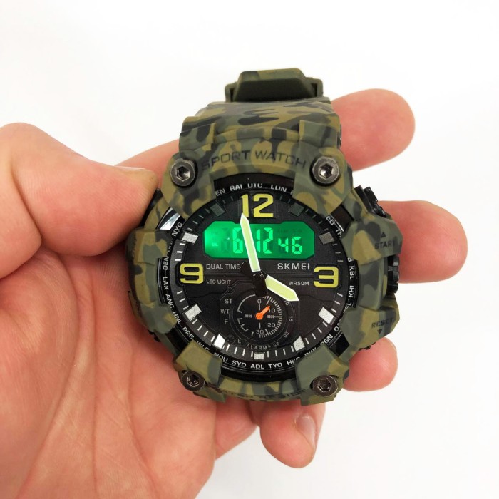 Годинник наручний чоловічий SKMEI 1965CMGN CAMO GREEN, військовий чоловічий наручний годинник зелений. Колір: камуфляж