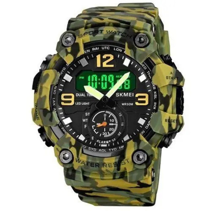 Годинник наручний чоловічий SKMEI 1965CMGN CAMO GREEN, військовий чоловічий наручний годинник зелений. Колір: камуфляж