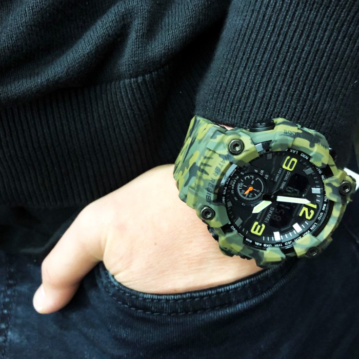 Годинник наручний чоловічий SKMEI 1965CMGN CAMO GREEN, військовий чоловічий наручний годинник зелений. Колір: камуфляж