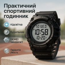 Годинник наручний чоловічий SKMEI 1968BKWT BLACK-WHITE, годинник армійський скмей