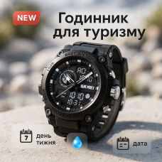 Годинник наручний чоловічий SKMEI 2031BK BLACK, чоловічий тактичний годинник, протиударний годинник. Колір: чорний