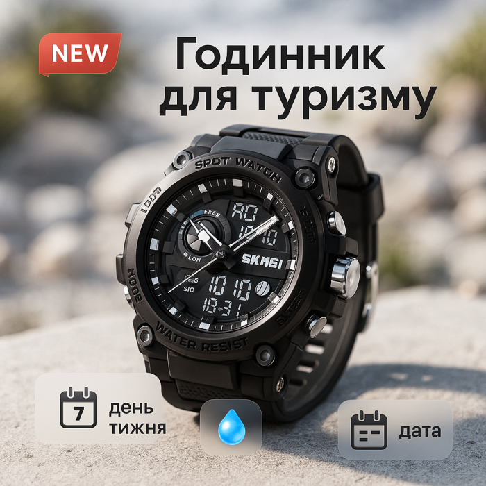 Годинник наручний чоловічий SKMEI 2031BK BLACK, чоловічий тактичний годинник, протиударний годинник. Колір: чорний