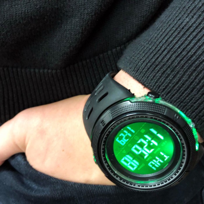 Чоловічий армійський водостійкий тактичний годинник SKMEI 2070BK BLACK, Електронний спортивний годинник JU-68