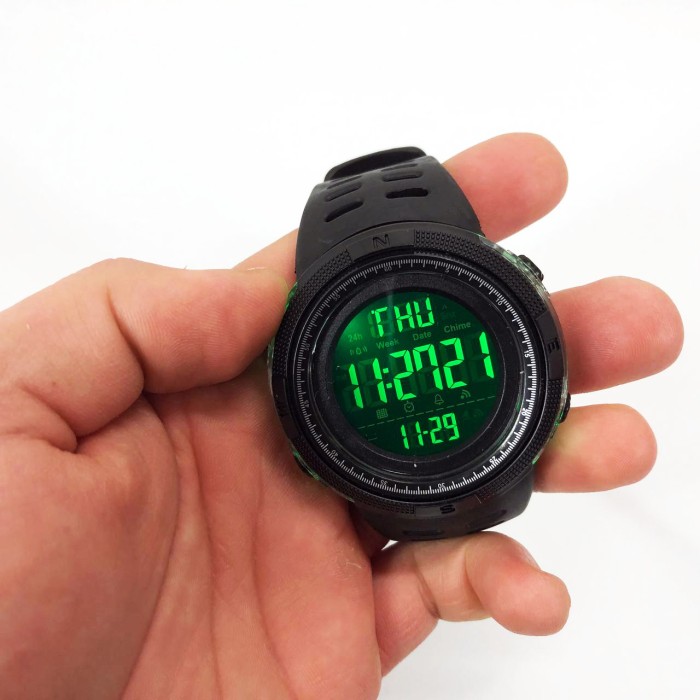 Чоловічий армійський водостійкий тактичний годинник SKMEI 2070BK BLACK, Електронний спортивний годинник JU-68