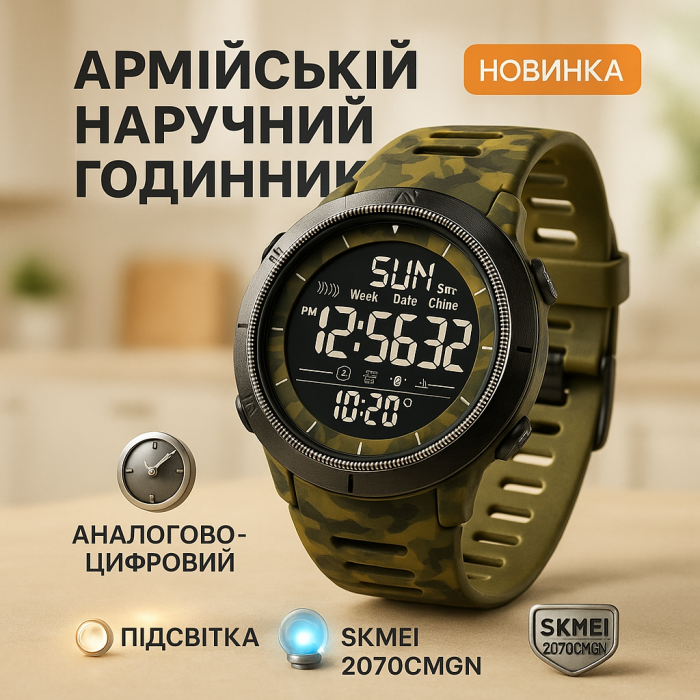 Годинник наручний чоловічий SKMEI 2070CMGN ARMY GREEN CAMO