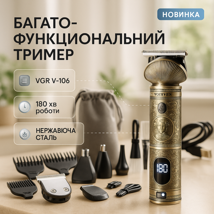 Машинка для точної стрижки бороди і волосся, Бездротові машинки для стрижки легкі TA-58