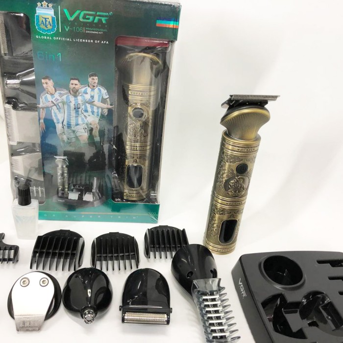 Машинка-тример 3 в 1 для стрижки волосся VGR V-106, Акумуляторна машинка для стрижки JZ-51