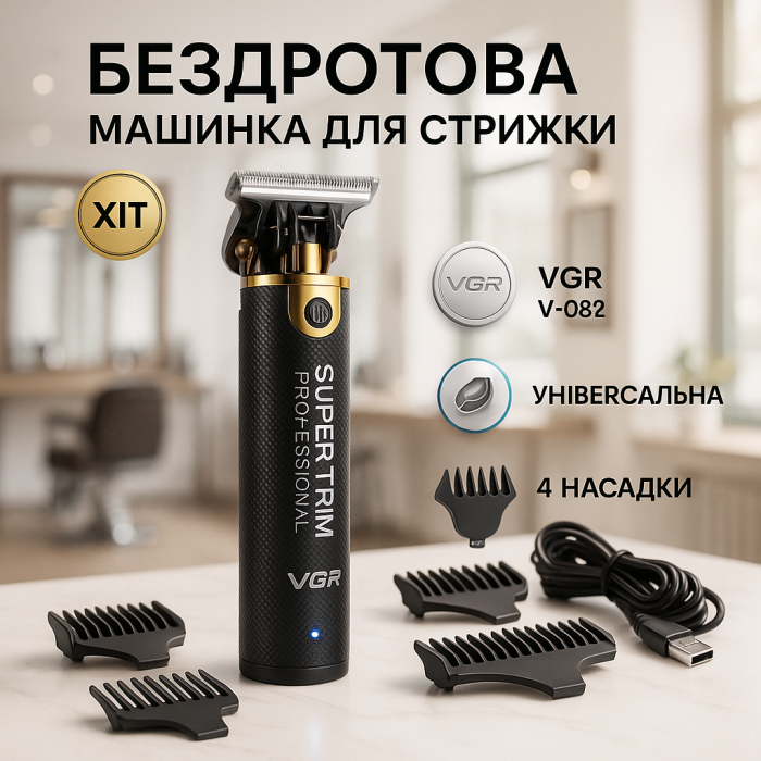 Чоловічий набір для стрижки волосся акумуляторний VGR V-082, Надійна машинка для стрижки RQ-49