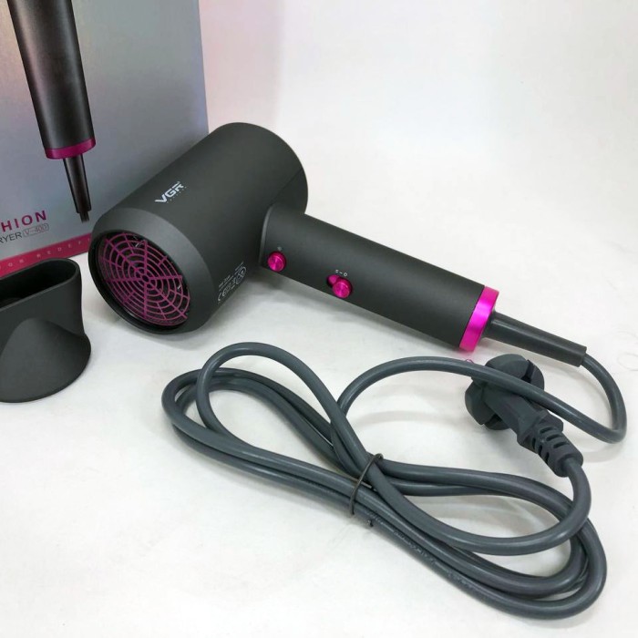 Фен з холодним повітрям для укладання VGR, Фен з потужним мотором, Функціональна щітка для сушіння LM-83