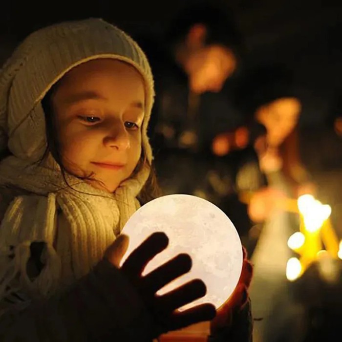 Лампа нічник для дому Moon Lamp 18 см, Дитяча акумуляторна лампа 7 кольорів, Нічник HR-699 на акумуляторі