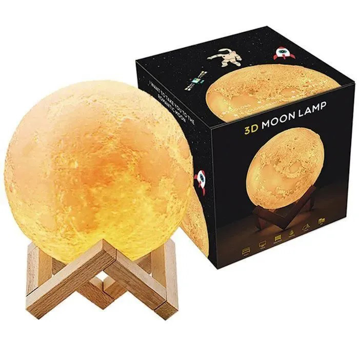 Лампа нічник для дому Moon Lamp 18 см, Дитяча акумуляторна лампа 7 кольорів, Нічник HR-699 на акумуляторі