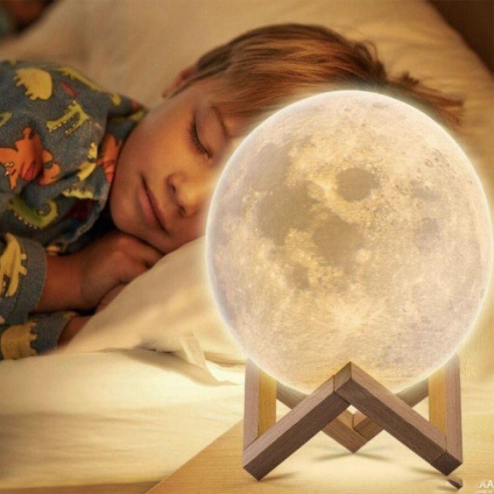 Лампа нічник для дому Moon Lamp 18 см, Дитяча акумуляторна лампа 7 кольорів, Нічник HR-699 на акумуляторі