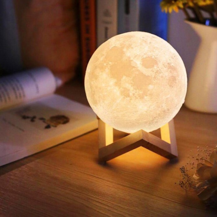 Лампа нічник для дому Moon Lamp 18 см, Дитяча акумуляторна лампа 7 кольорів, Нічник HR-699 на акумуляторі