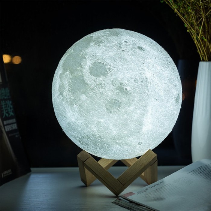 Лампа нічник для дому Moon Lamp 18 см, Дитяча акумуляторна лампа 7 кольорів, Нічник HR-699 на акумуляторі