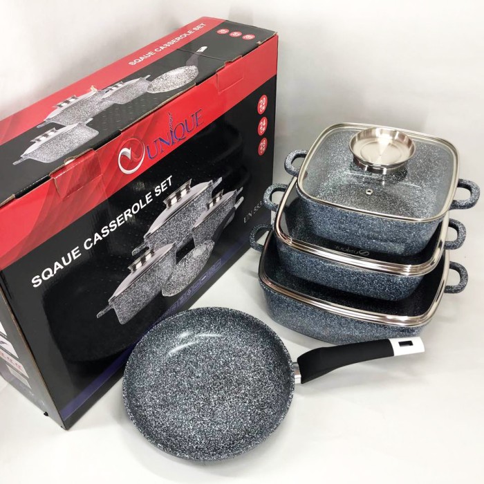 Набір посуду з мармуровим покриттям для готування, Набір каструль і сковорода з гранітним покриттям BS-60