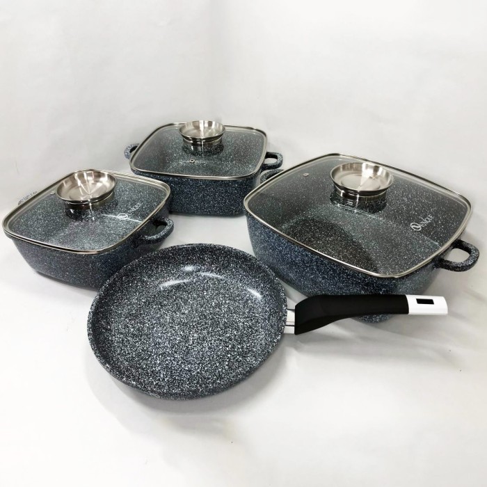 Набір посуду з мармуровим покриттям для готування, Набір каструль і сковорода з гранітним покриттям BS-60