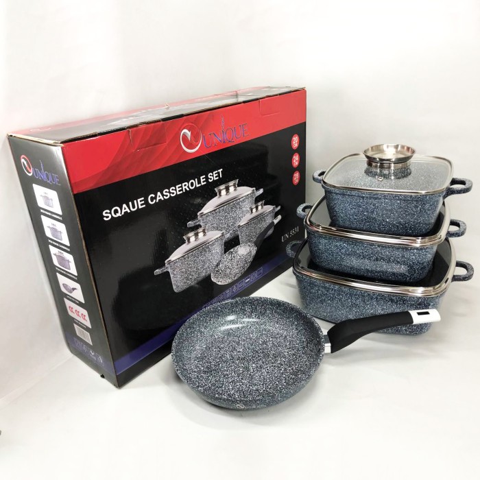 Набір посуду з мармуровим покриттям для готування, Набір каструль і сковорода з гранітним покриттям BS-60