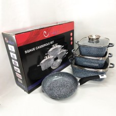 Настільний набір мармуровий UNIQUE UN-5531 7 предметов, Гранітний набір зі сковородою VE-33