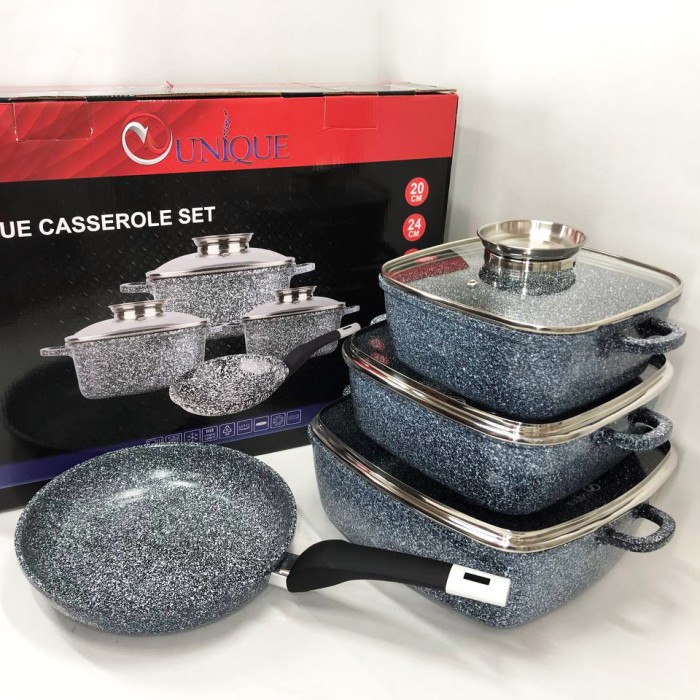 Гранітний посуд з сотейником UNIQUE, Каструлі зі сковорідкою з гранітним покриттям WM-62