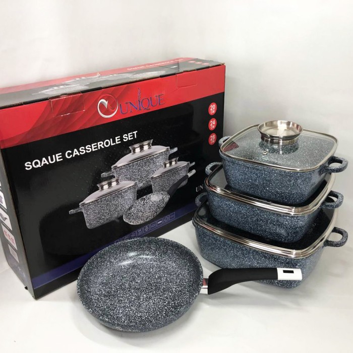 Гранітний посуд з сотейником UNIQUE, Каструлі зі сковорідкою з гранітним покриттям WM-62