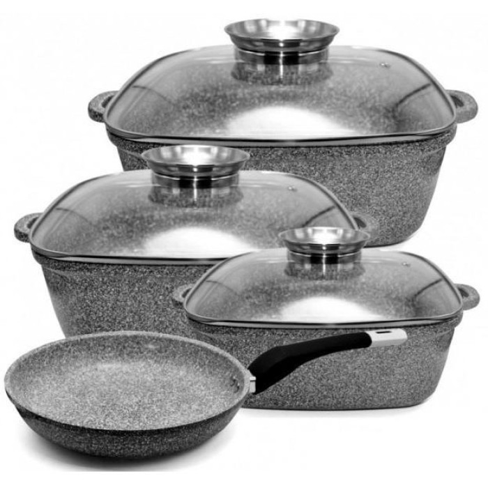 Гранітний посуд з сотейником UNIQUE, Каструлі зі сковорідкою з гранітним покриттям WM-62