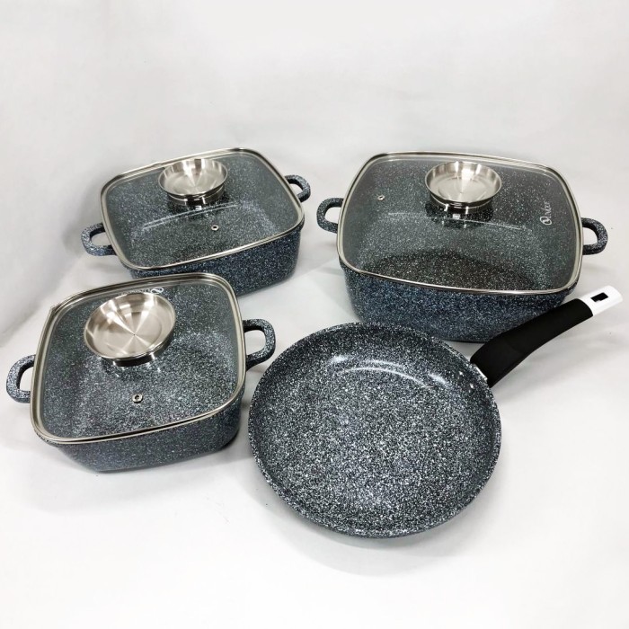 Гранітний посуд з сотейником UNIQUE, Каструлі зі сковорідкою з гранітним покриттям WM-62